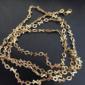 Gold Link X and O Hugs and Kisses Belly Chain / Belt New 38" adjustable